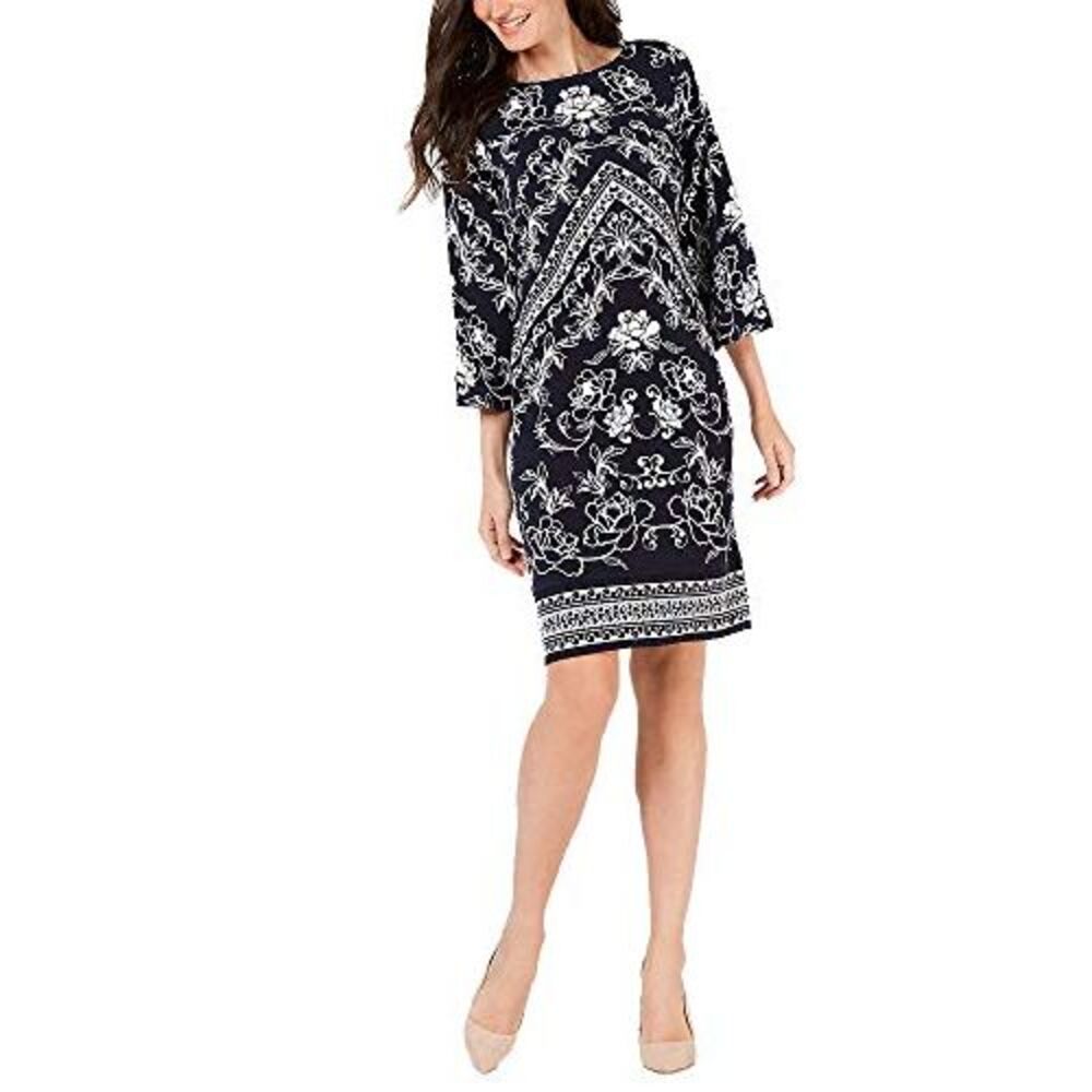 JM Collection Petites Petite Studded Sheath Dress Intrepid Print PXL